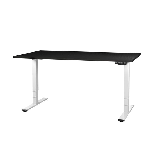 CONTINI Büromöbel höhenverstellbarer Bürotisch 1.6x0.8m Schwarz / Gestell weiss RAL 9016