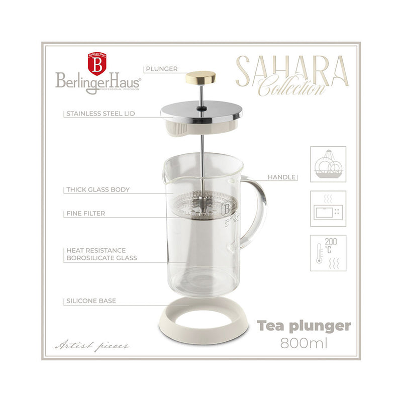 Berlinger Haus Küchenbedarf Haus Tee- und Kaffeekanne 800ml matt cream Sahara Collection