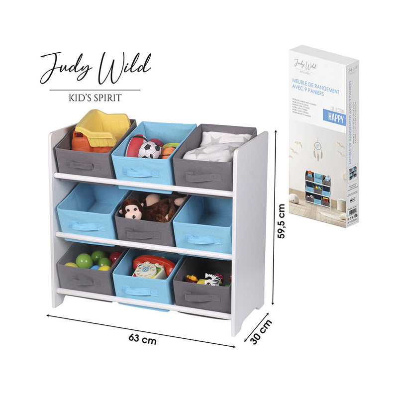 Étagère de rangement de la chambre des enfants de Judy Wild avec 9 paniers enlecement