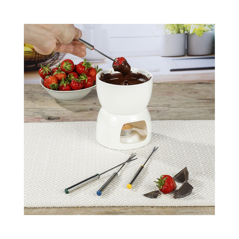 FS-STAR Küchenbedarf Schokoladen Fondue-Set aus Porzellan