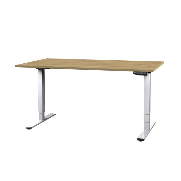 CONTINI Bürotisch höhenverstellbar 1.8x0.8m Eiche / Gestell weiss RAL 9016