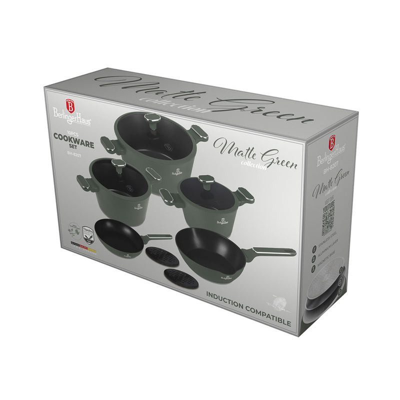 Berlinger Haus Küchenbedarf Haus 10-teiliges Kochgeschirr-Set Matte Green Collection
