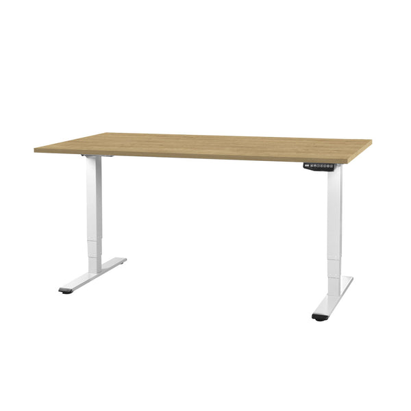 CONTINI Büromöbel höhenverstellbarer Bürotisch 1.6x0.8m Eiche / Gestell weiss RAL 9016