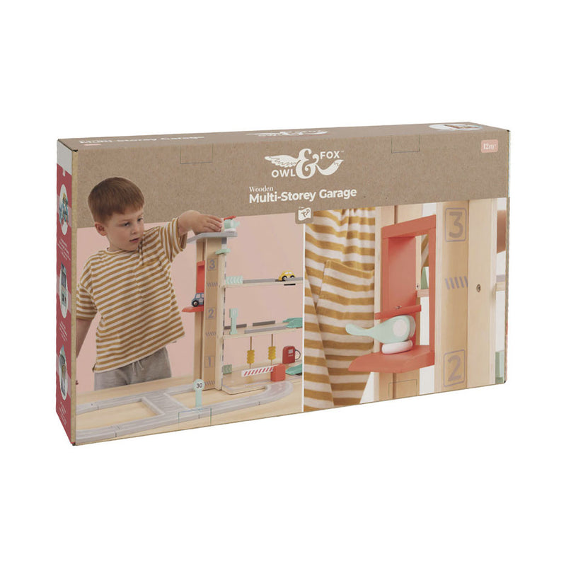 OWL & FOX Spielfahrzeuge Holzgarage mehrstöckig FSC