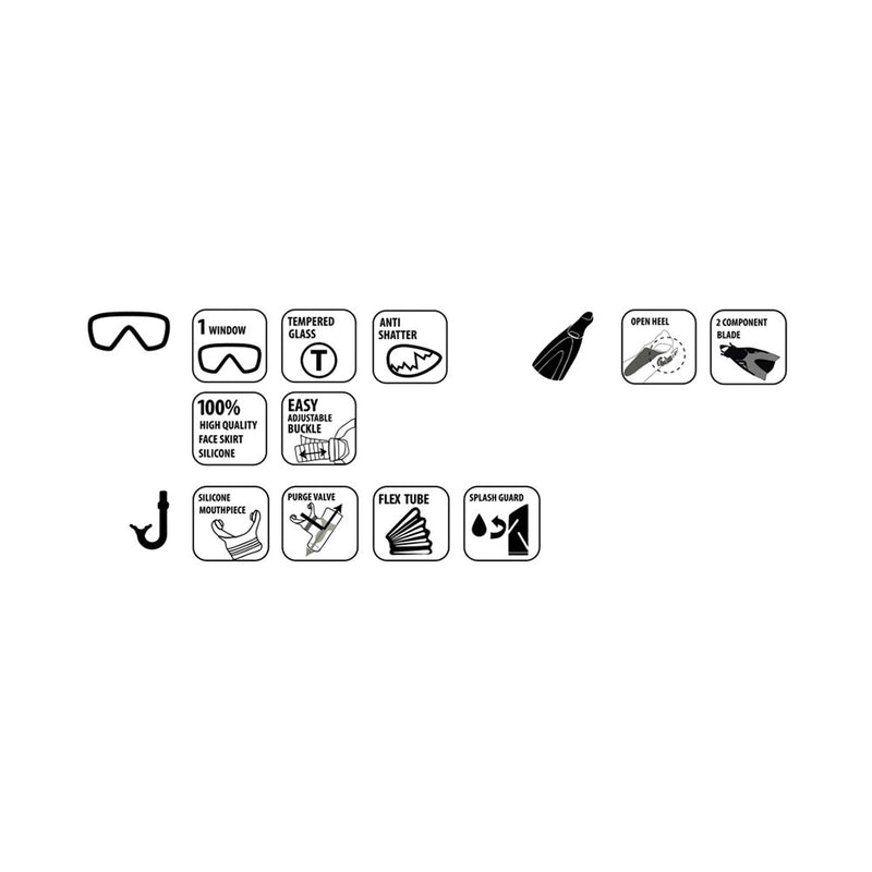 Schildkröt leisure outdoor snorkel set Cayman 3-part size. S-M