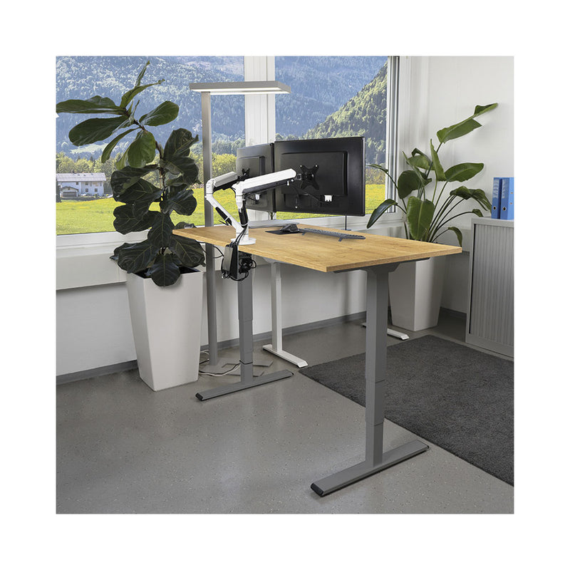 CONTINI Bürotisch höhenverstellbar 1.4x0.8m Eiche / Gestell ET225E dunkelgrau RAL 7045