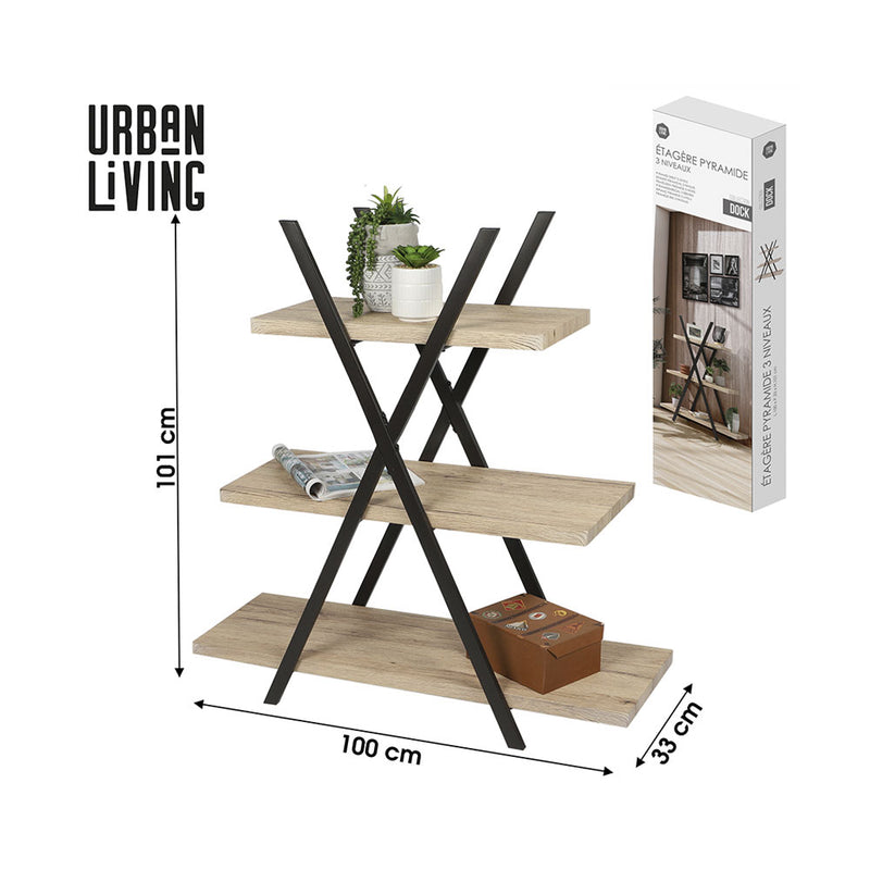 Urban Living Wohnmöbel Pyramidenregal mit 3 Tablaren