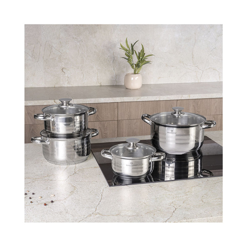 Blaumann Küchenbedarf Kochtopf Set 6.1L/3.6L/2.6L/1.9L Edelstahl Gourmet Line