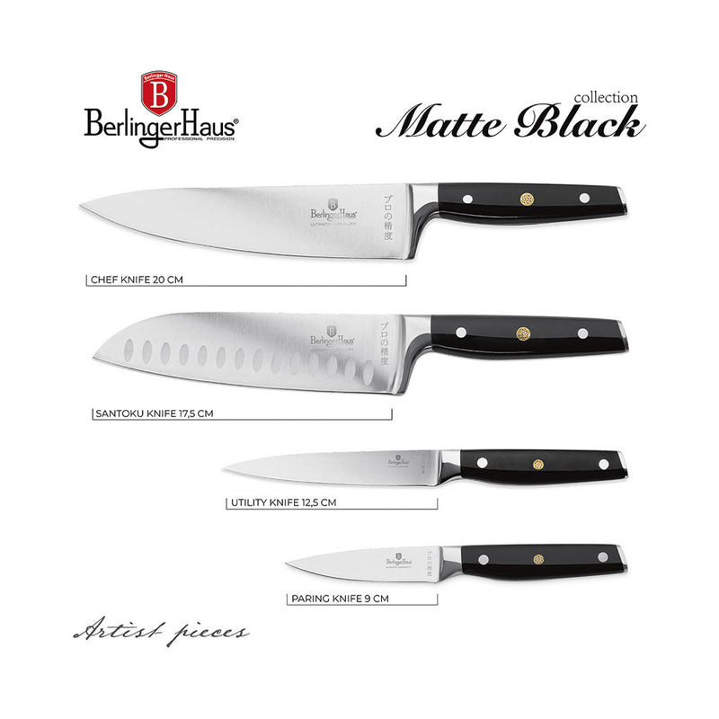Berlinger Haus Küchenbedarf Haus 4-teiliges Messerset Black Silver Collection