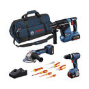 Bosch Professional Baugeräte 3Tool kit GSB 18V-65+GWS 18V-11+GBH 18V-24 C+VDE Screwdrivers+3x GBA 5.0Ah+GAL