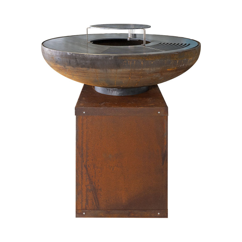 Mr. Grill Fire Bowl Rusty 100 cm avec compartiment en bois