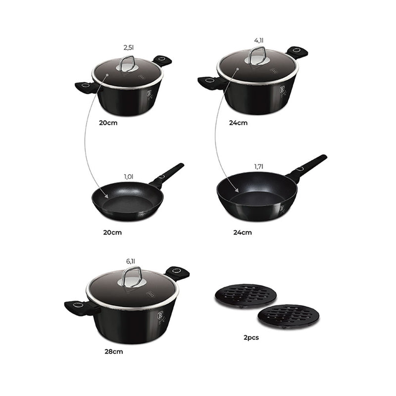 Berlinger Haus Küchenbedarf Haus 10-teiliges Kochgeschirr-Set Black Vantage Collection