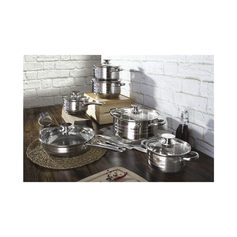 Blaumann Kitchen Besoin de pots en 12 parties Ligne gastronomique en acier inoxydable brillant