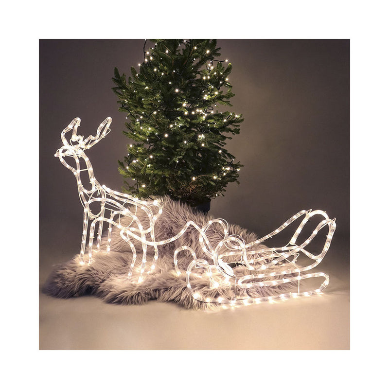 dameco Weihnachtsbeleuchtung LED Weihnachtsbeleuchtung Rentier mit Schlitten 264LED