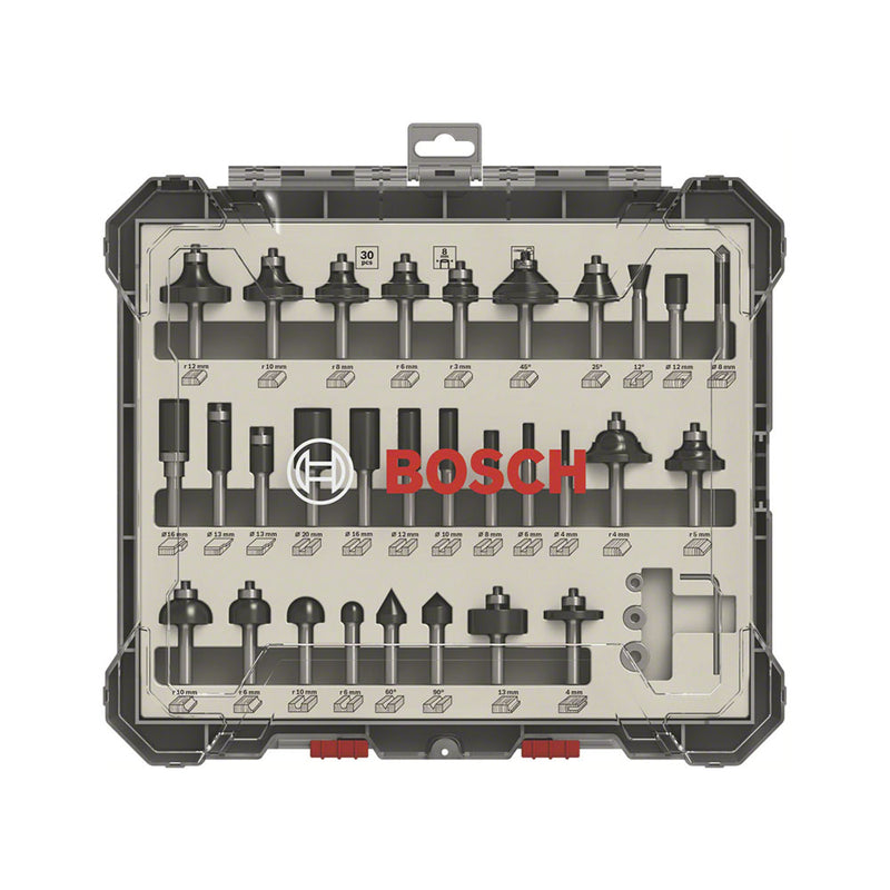 Bosch Professional Zubehör Baumaschine 30 tlg Mixed Fräser Set 8mm Schaft