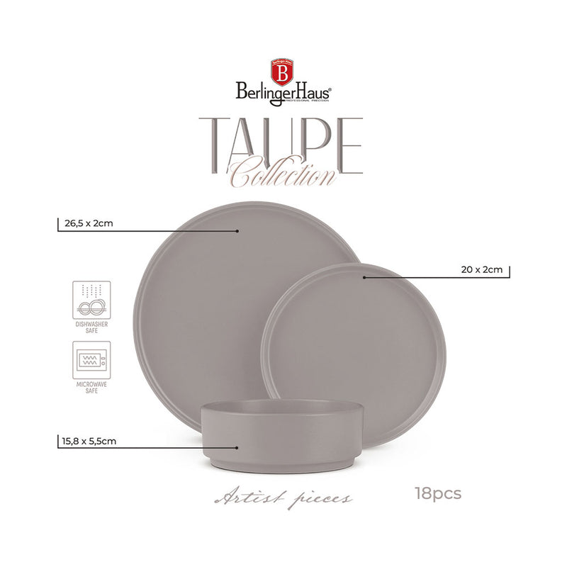 Berlinger Haus Küchenbedarf Haus 18-teiliges Tellerset Taupe Collection