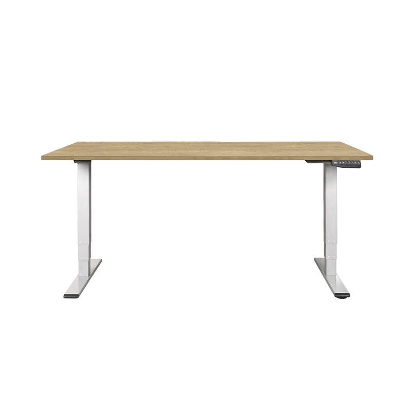 CONTINI Bürotisch höhenverstellbar 1.8x0.8m Eiche / Gestell weiss RAL 9016