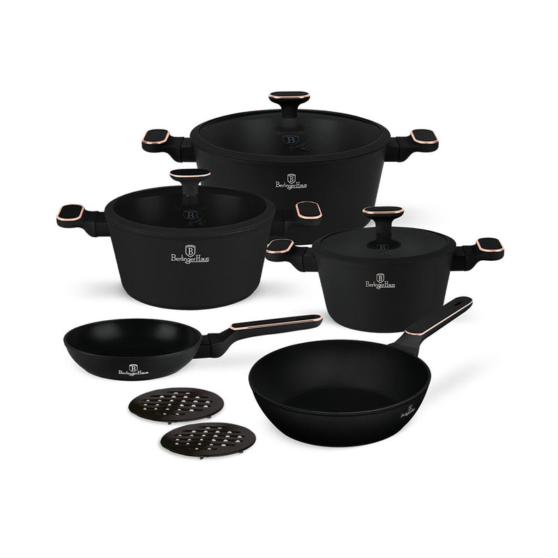 Berlinger Haus Küchenbedarf Haus 10-teiliges Kochgeschirr-Set Black Rose Collection