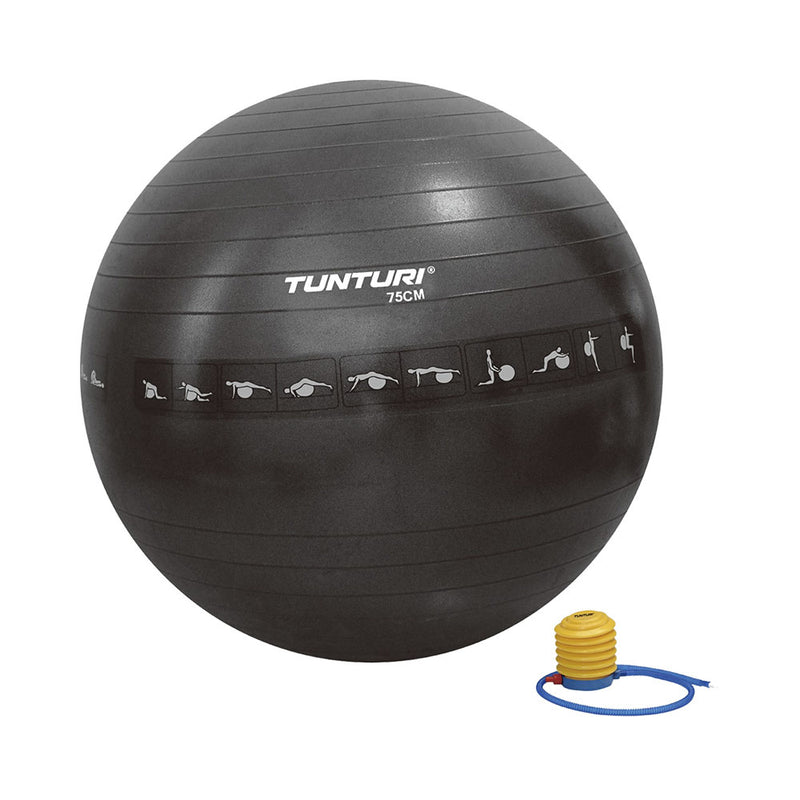 Tunturi Freizeit Indoor 75 cm Gymnastikball reissfest ABS Anti-Burst schwarz