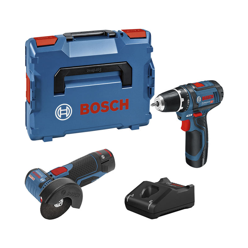 Bosch Professional Bohren & Schrauben 2 kit Tool 12V GSR 12V-15 + GWS 12V-76 + 2x2.0Ah + GAL 12V-40 L 0.615.990.N2U