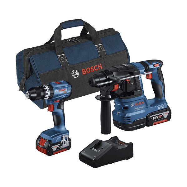 Bosch Professional Bohren & Schrauben 2teiliges Kit GSB 18V-45 + GBH 18V-22 + 2 x 4.0Ah + GAL 18V-40 C