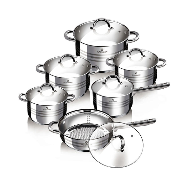 Blaumann Küchenbedarf 12-teiliges Kochgeschirr-Set Gourmet Line Shiny