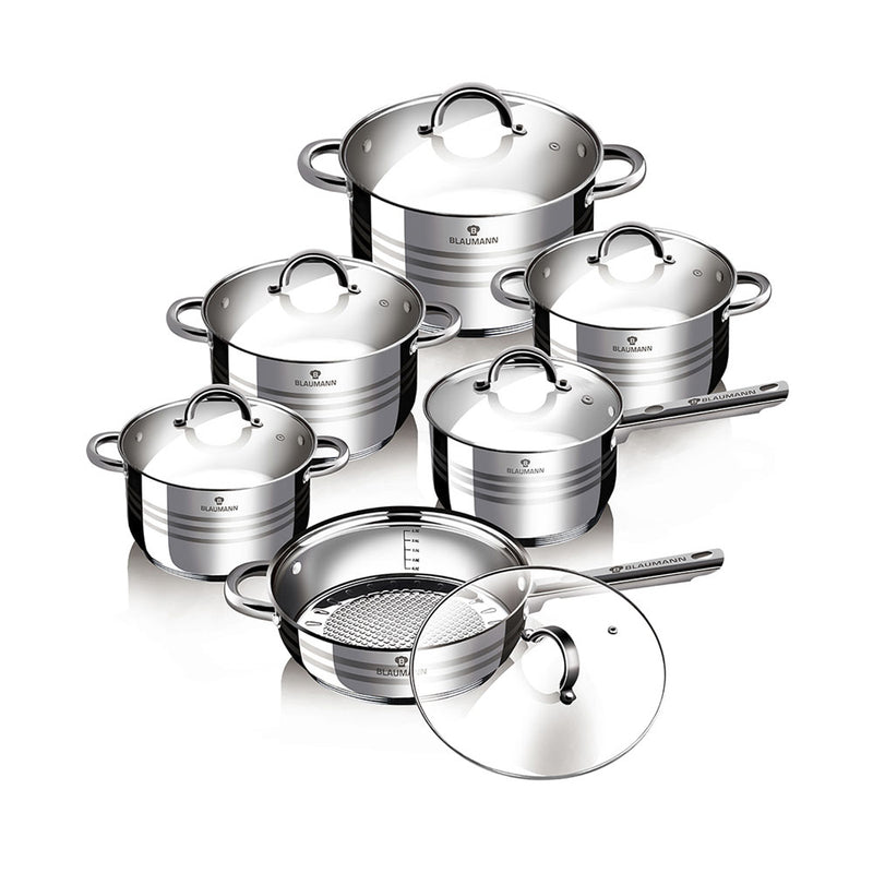 Blaumann Küchenbedarf 12-teiliges Kochgeschirr-Set Gourmet Line Shiny