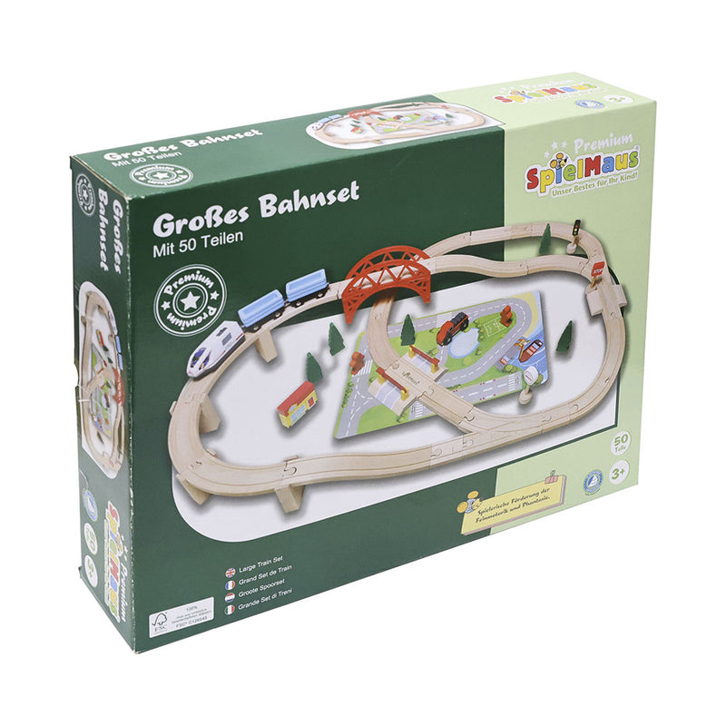 SpielMaus Spielfahrzeuge Einsebahn-Spielset 50-teilig