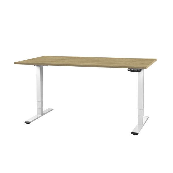 CONTINI Bürotisch höhenverstellbar 1.4x0.8m Eiche / Gestell ET225E weiss RAL 9016