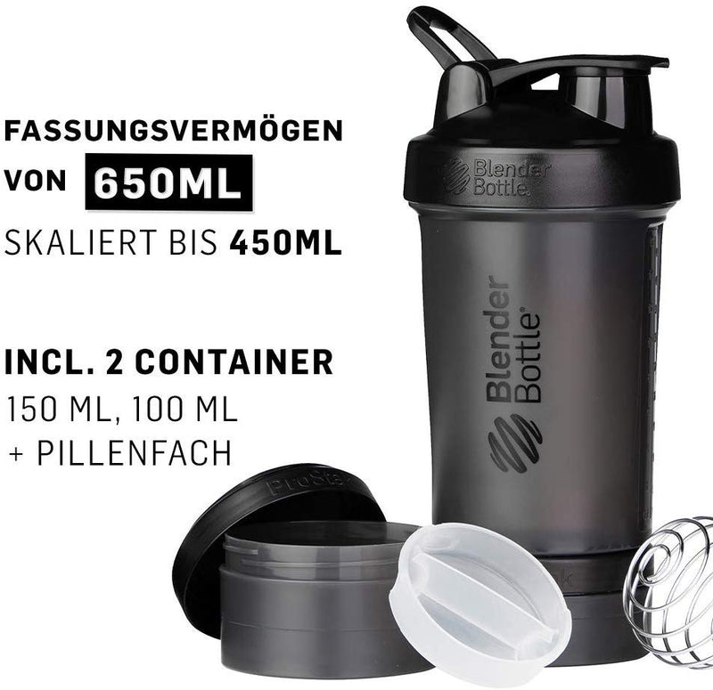 Blender Bottle Shaker für Eiweiss- und Sportgetränke ProStak