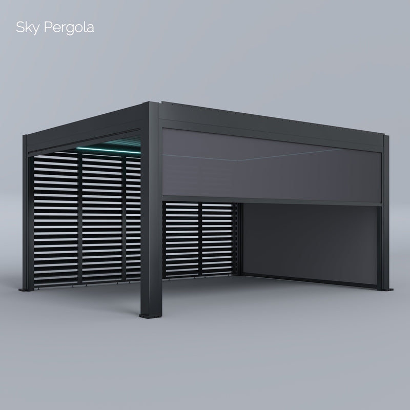 Spa Solutions Sky Pergola Skymax Ultra Aluminum Pergola LED 4M x 5m motorized wall mounting 5m