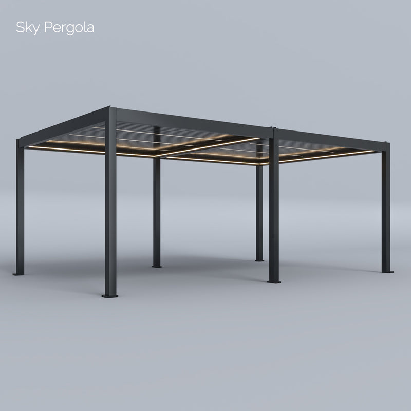 Spa Solutions Sky Pergola Skymotion LED Aluminium Pergola 3M x 6m Moup de mur motorisé 3M
