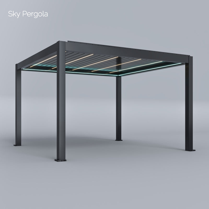 Solutions de spa ciel pergola skymax ultra en aluminium pergola LED 4m x 4m Mouin moteur 4M
