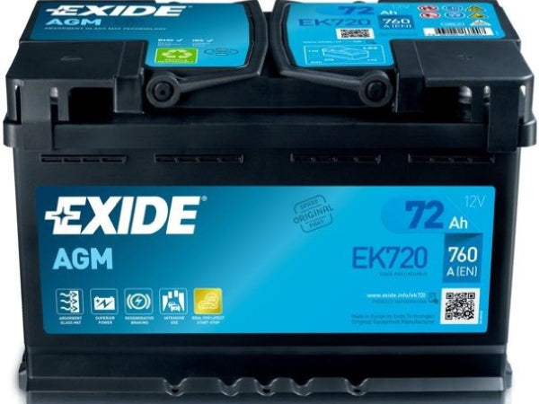 Exide Start-Stop Batterie AGM 12V/72Ah/760A LxBxH 278x175x190mm/B13/S:0