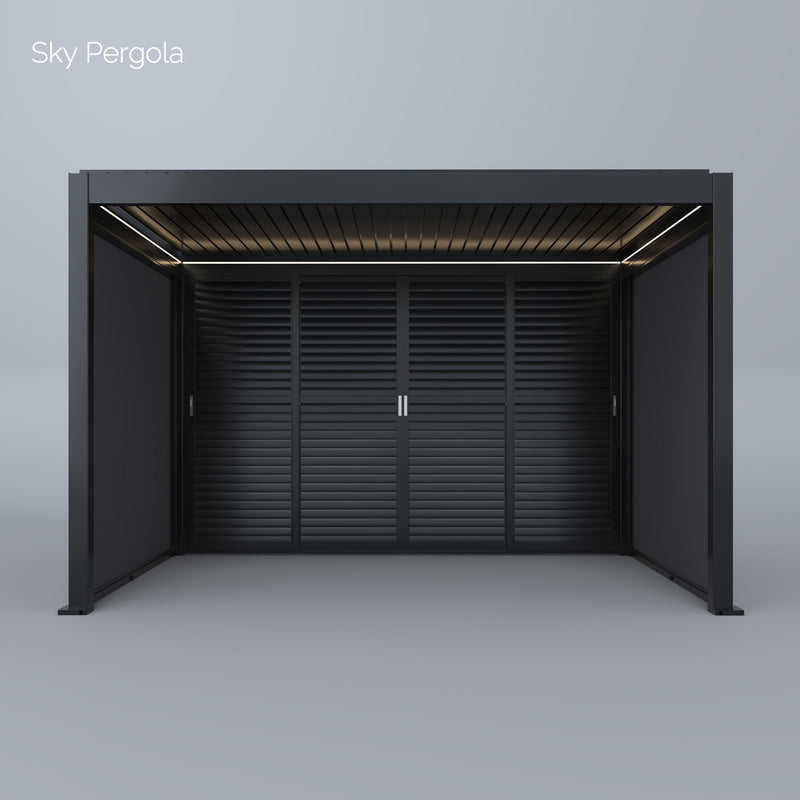 Spa Solutions Sky Pergola Skymotion LED Aluminium Pergola 3M x 4m Moup de mur moteur 4M