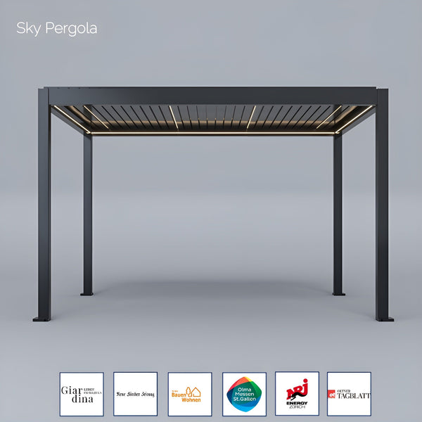 SOLUZIONI SPA Sky Pergola Skymotion LED LED pergola di alluminio 3m x 4m Montaggio a parete motorizzato 3M