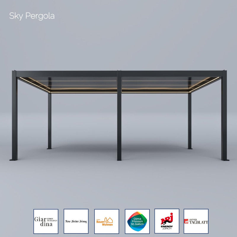 Spa Solutions Sky Pergola Skymotion LED Aluminium Pergola 3M x 6m Moup de mur motorisé 3M