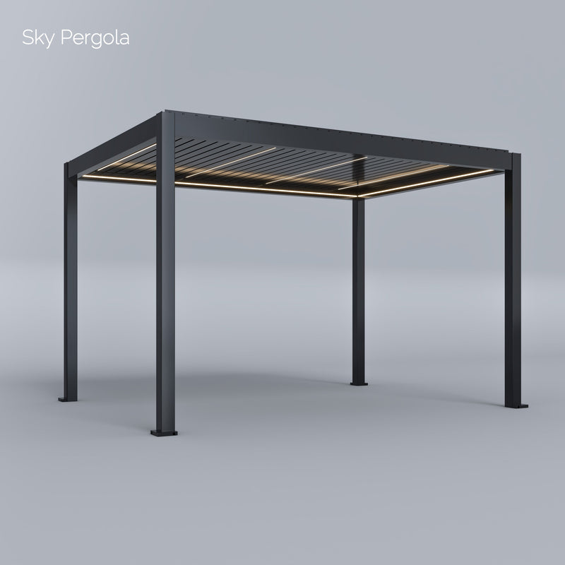 Spa Solutions Sky Pergola Skymotion LED Aluminium Pergola 3M x 4m Moup de mur moteur 4M