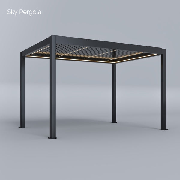 Spa Solutions Sky Pergola SkyMotion LED Aluminium Pergola 3m x 4m motorisiert Wandmontage 3m