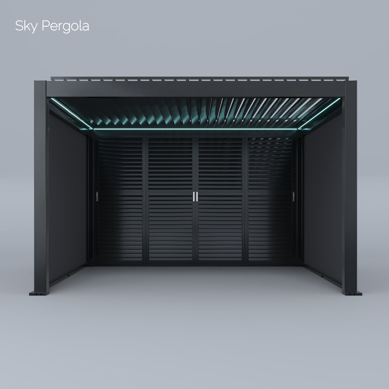 Solutions de spa ciel pergola skymax ultra en aluminium pergola LED 4m x 4m Mouin moteur 4M