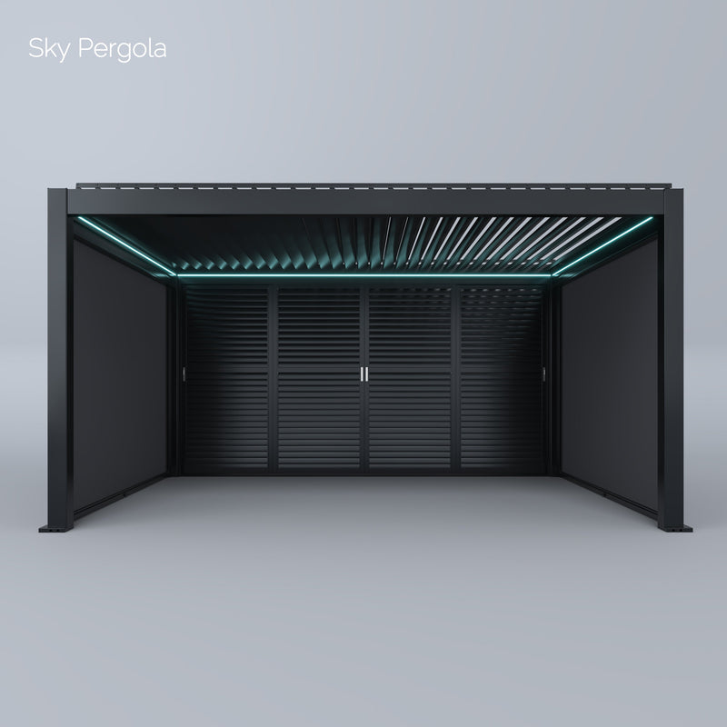 Spa Solutions Sky Pergola Skymax Ultra Aluminum Pergola LED 4M x 5m motorized wall mounting 5m