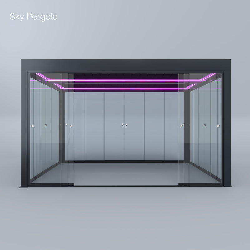 Spa Solutions Sky Pergola Skygrand Master Aluminum Pergola LED 5m x 5m motorized wall assembly