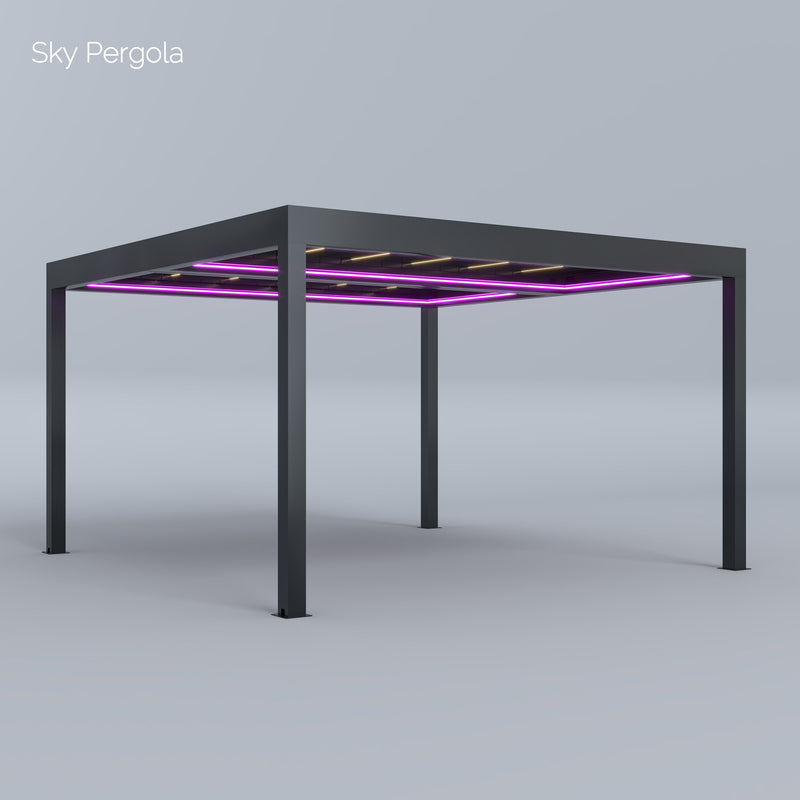 SOLUZIONI SPA SKY PERGOLA SKYGRAND MASTER ALLUMINUM PERGOLA LED 5M X 5M MAGAMENTO DELLA parete motorizzata