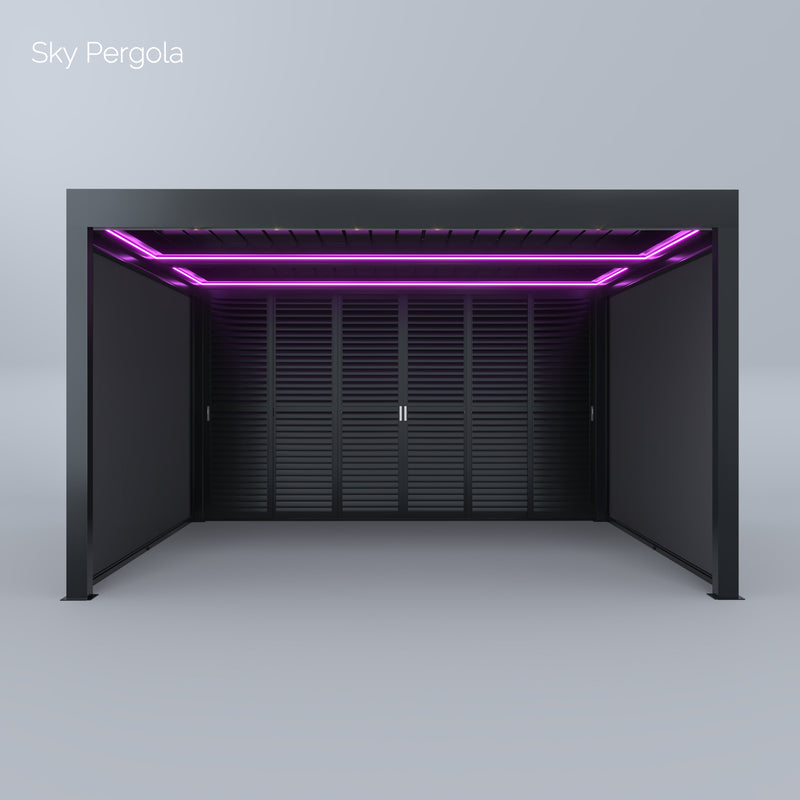 Spa Solutions Sky Pergola Skygrand Master Aluminum Pergola LED 5m x 5m motorized wall assembly