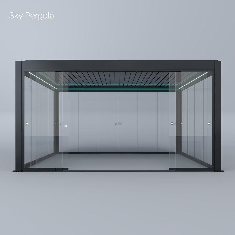 Spa Solutions Sky Pergola Skymax Ultra Aluminum Pergola LED 4M x 5m motorized wall mounting 5m