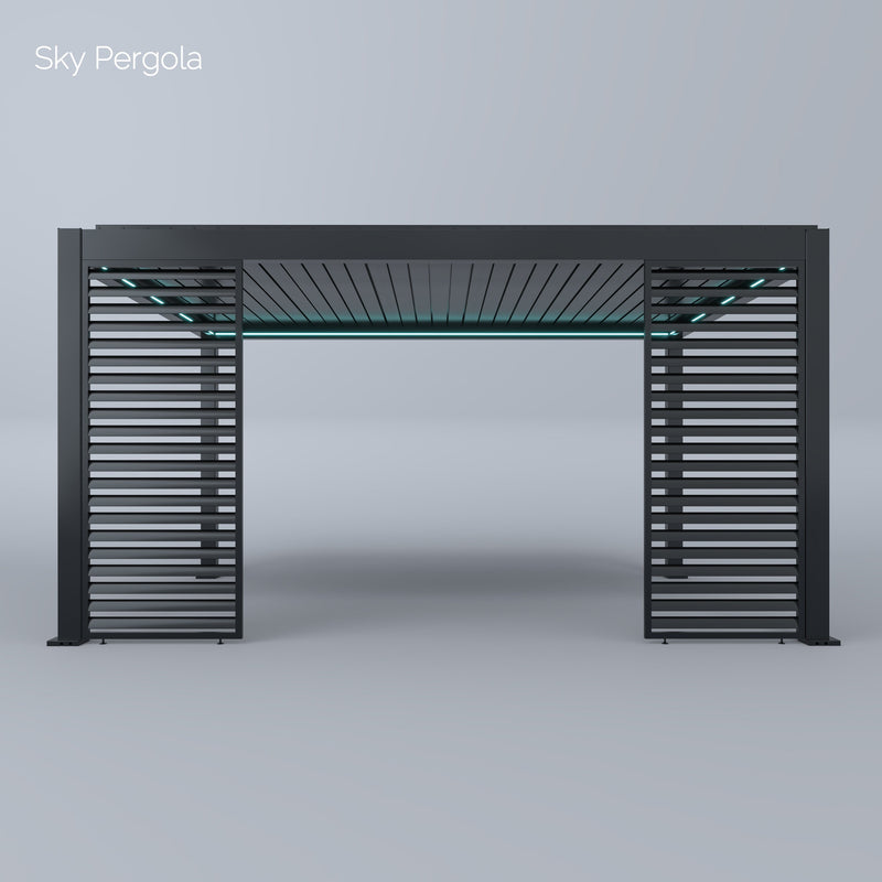 Spa Solutions Sky Pergola Skymax Ultra Aluminum Pergola LED 4M x 5m motorized wall mounting 5m