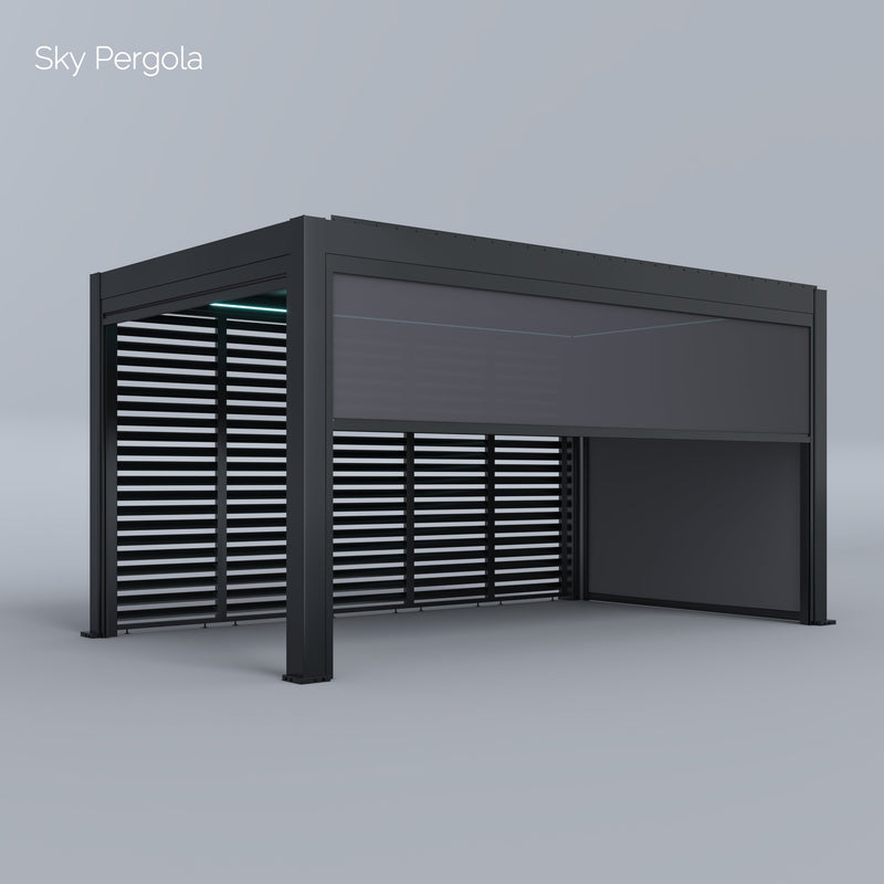 SOLUZIONI SPA Sky Pergola Skymax Ultra Alluminio LED pergola LED 3M X 5M Montaggio a parete motorizzato 5m