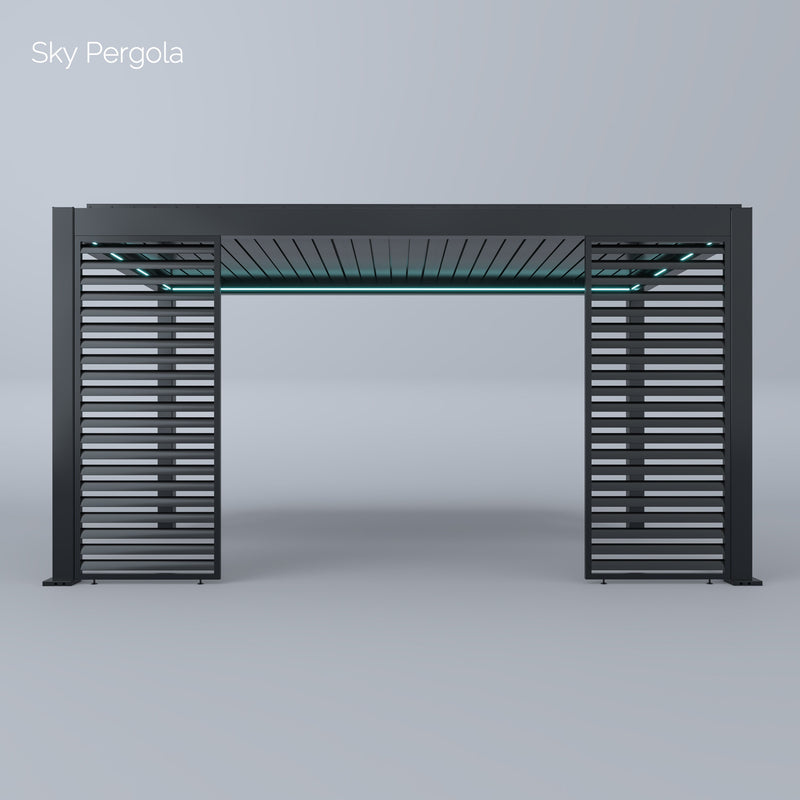 SOLUZIONI SPA Sky Pergola Skymax Ultra Alluminio LED pergola LED 3M X 5M Montaggio a parete motorizzato 5m