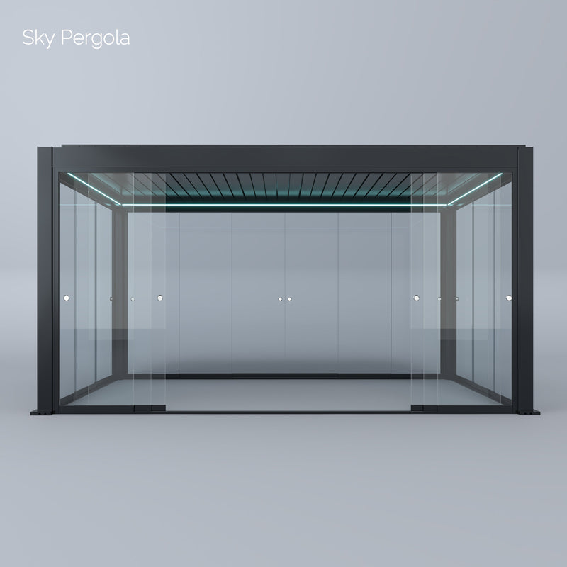 SOLUZIONI SPA Sky Pergola Skymax Ultra Alluminio LED pergola LED 3M X 5M Montaggio a parete motorizzato 5m