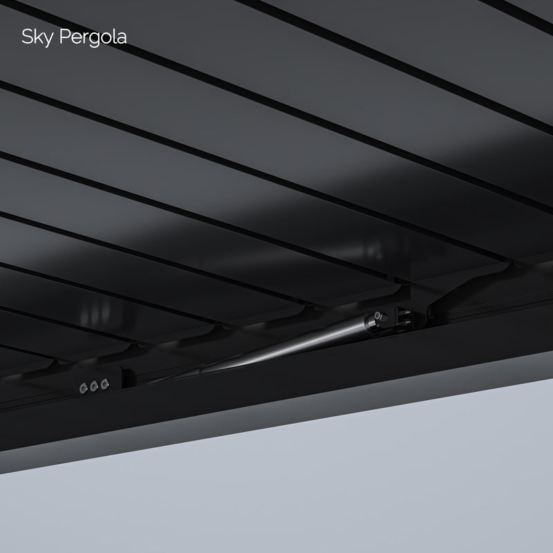 Spa Solutions Sky Pergola Skymax Ultra Aluminum Pergola LED 3M x 5m motorized wall mounting 5m